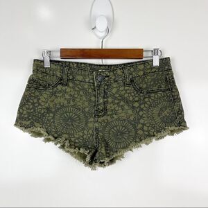 Urban Outfitters BDG Low Rise Mia Green Denim Cut Off Short Shorts Women's Sz 26